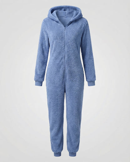 Damen Teddyfleece-Overall mit Kapuze