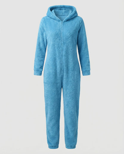 Damen Teddyfleece-Overall mit Kapuze