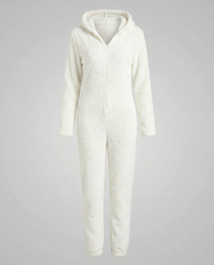 Damen Teddyfleece-Overall mit Kapuze