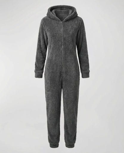 Damen Teddyfleece-Overall mit Kapuze
