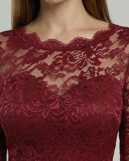 Norvielle Damen Brautjungfernkleid Spitze Elegant Weiß
