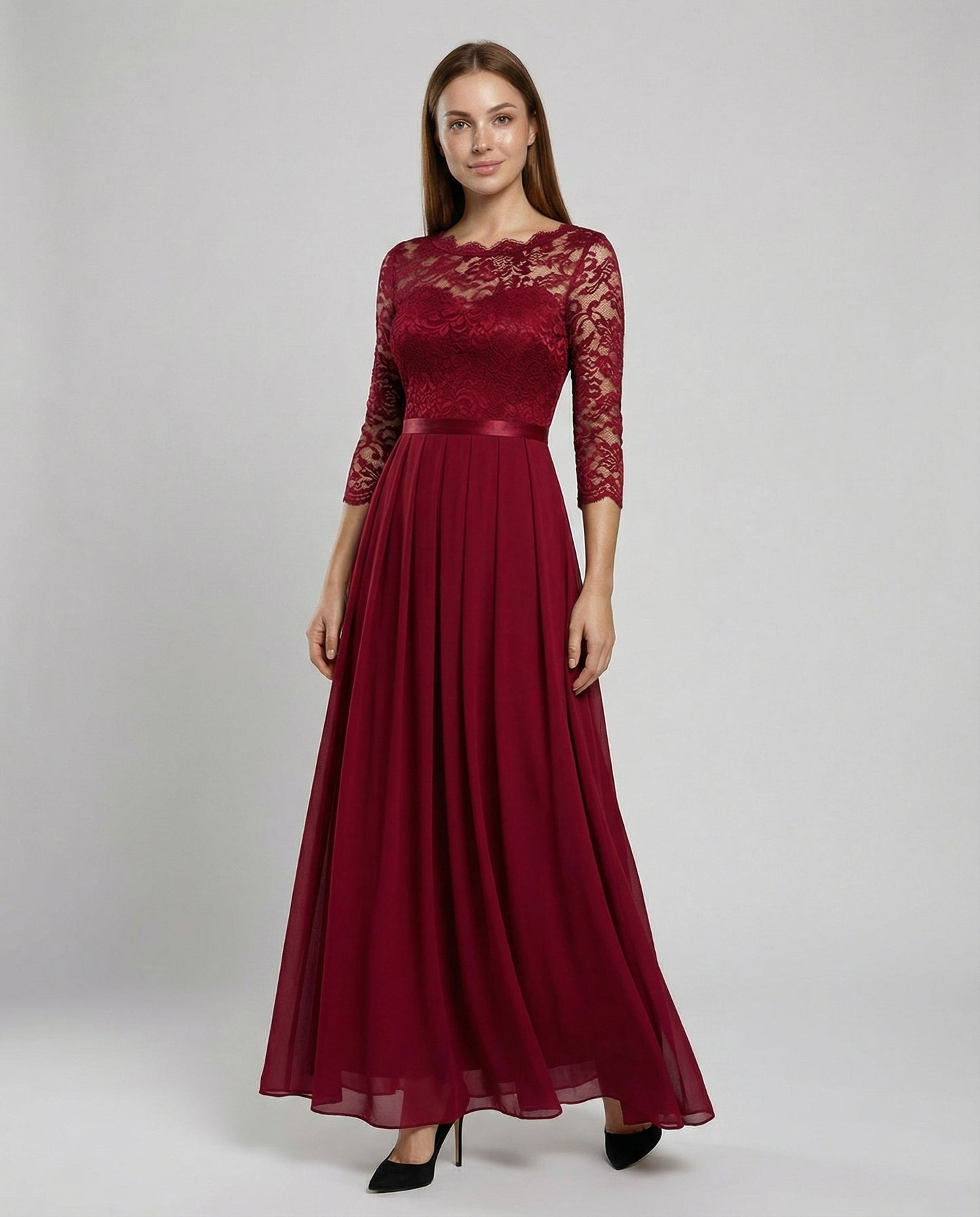 Norvielle Damen Brautjungfernkleid Spitze Elegant Weiß - Norvielle