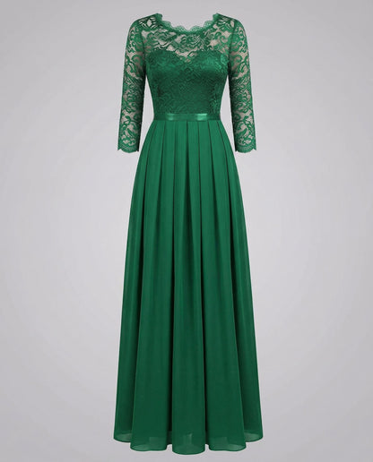 Norvielle Damen Brautjungfernkleid Spitze Elegant Weiß