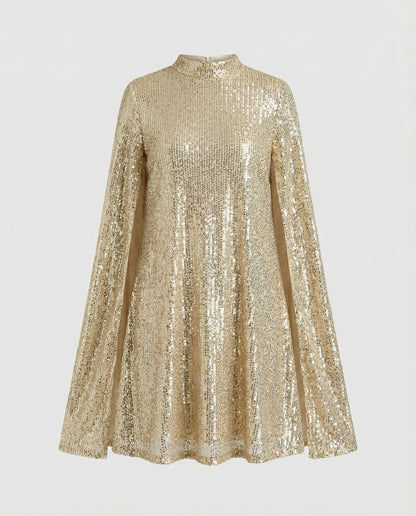 Elegantes Damen Cape-Kleid mit Pailletten
