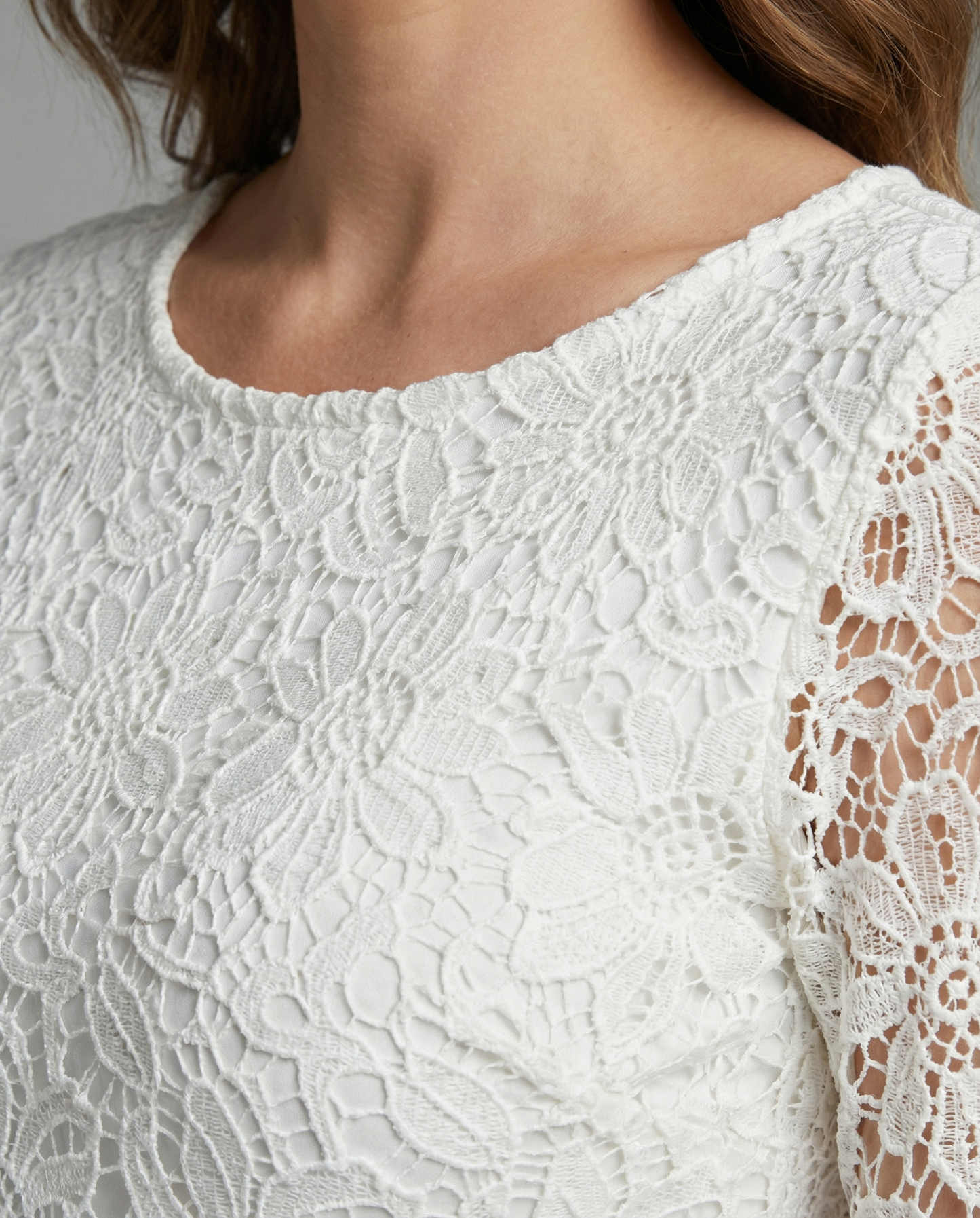 Damen Umstandskleid Spitze Chiffon Rundhalsausschnitt Lange Ärmel