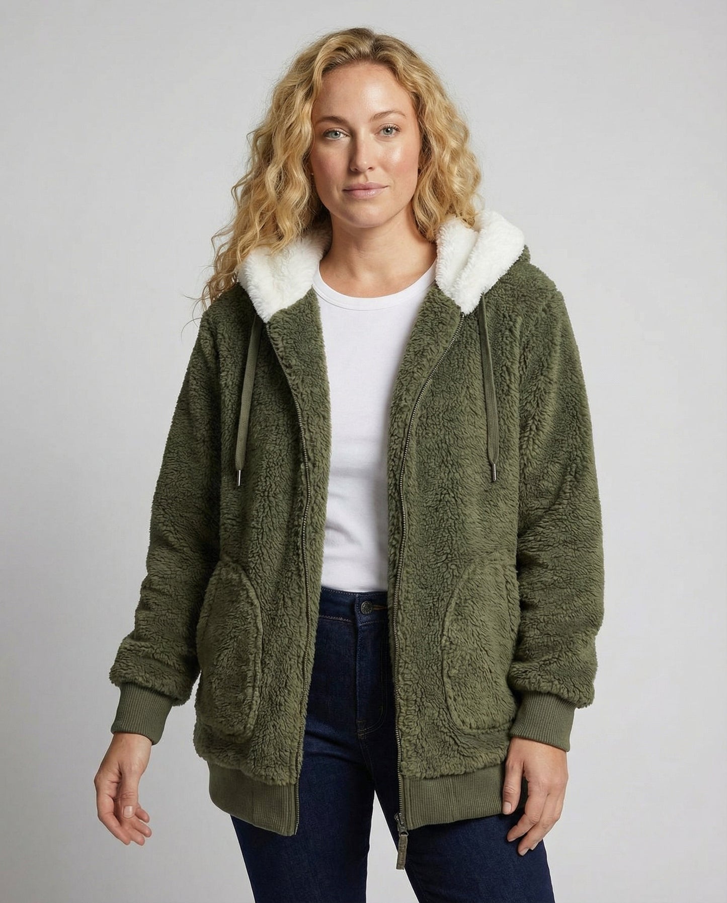 Damen Übergroße Teddyjacke - Norvielle