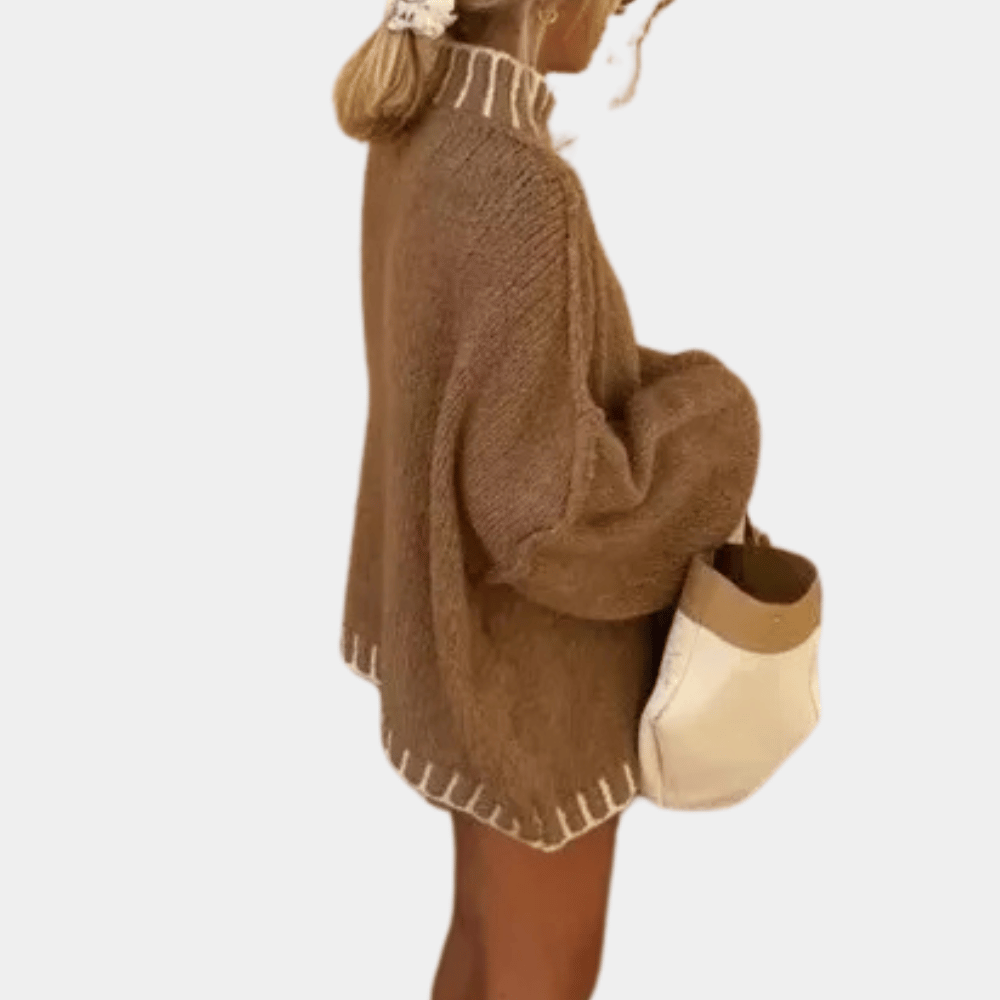 Damen Oversized Rollkragen Strickpullover Weich