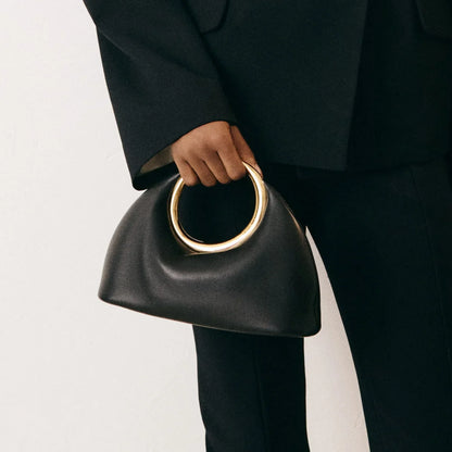 Vegan-Leder Ringtasche mit goldenem Griff - Norvielle