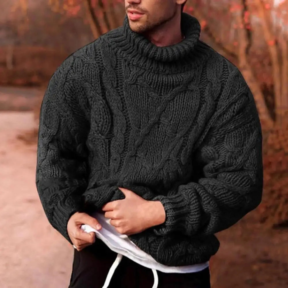 Herren Rollkragenpullover Dick Gestrickt Winter