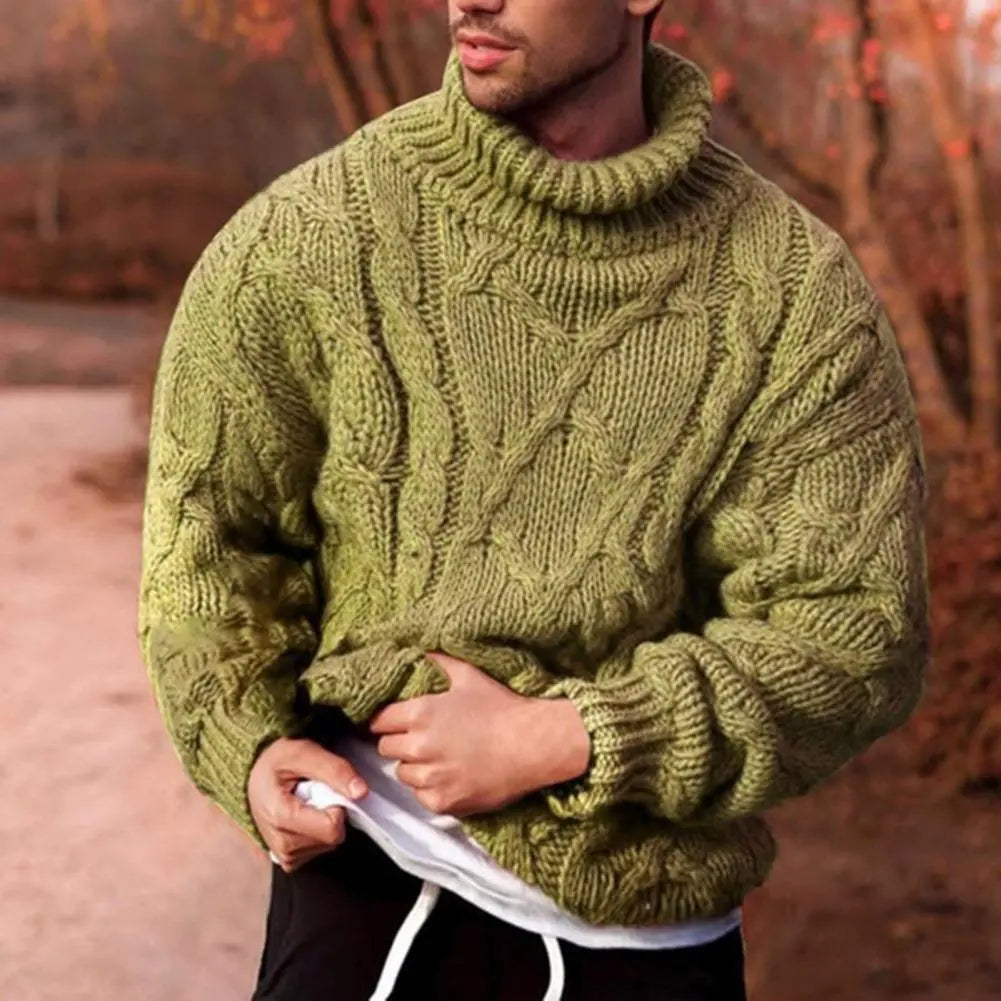 Herren Rollkragenpullover Dick Gestrickt Winter Schwarz - Norvielle