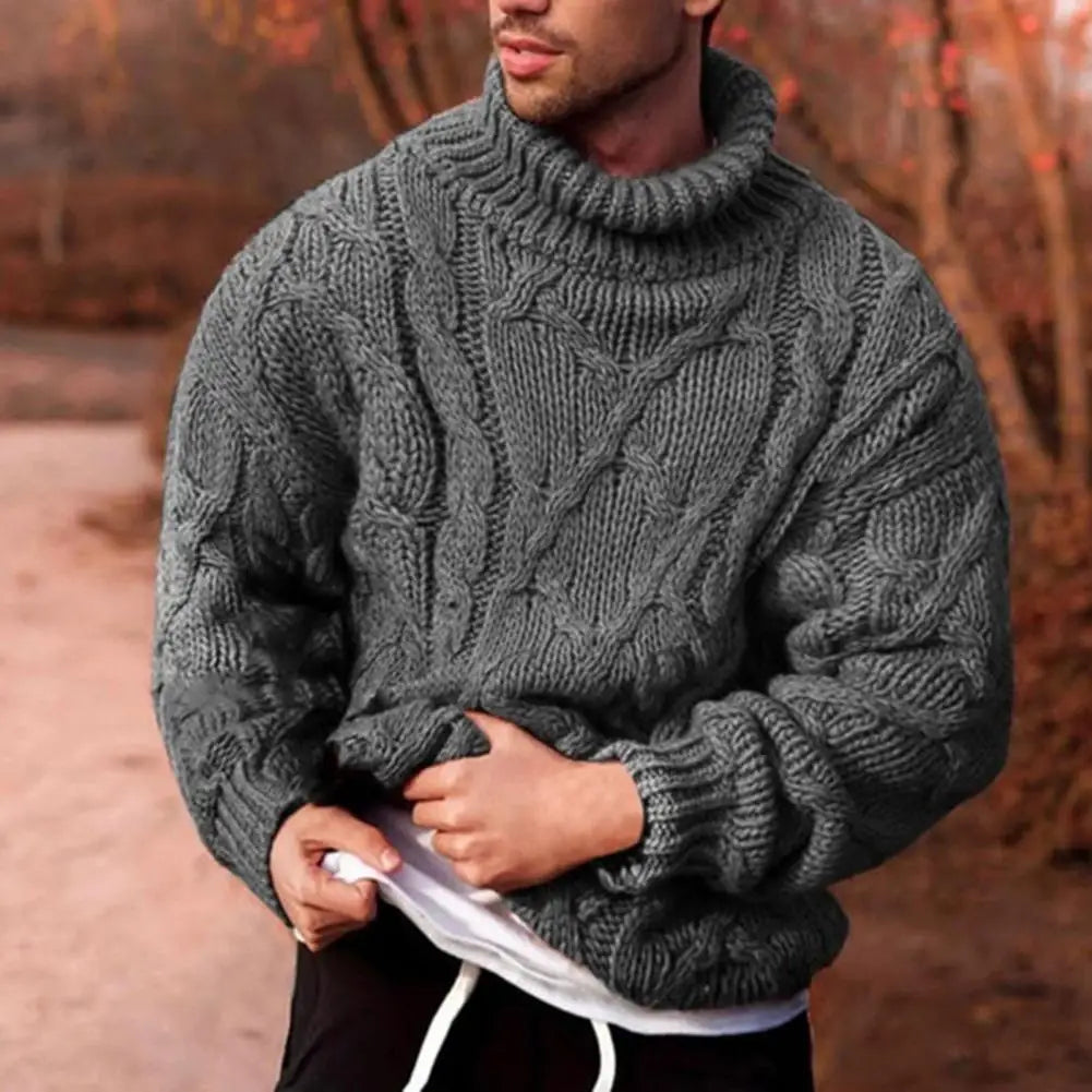 Herren Rollkragenpullover Dick Gestrickt Winter
