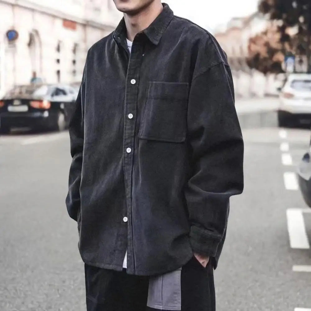 Norvielle Herren Langarmhemd Corduroy