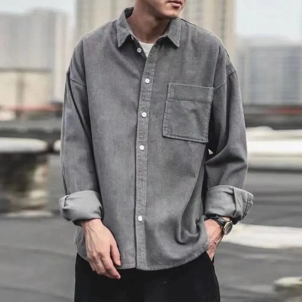 Norvielle Herren Langarmhemd Corduroy