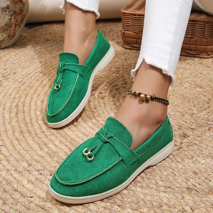Damen Loafers Bequem Leder