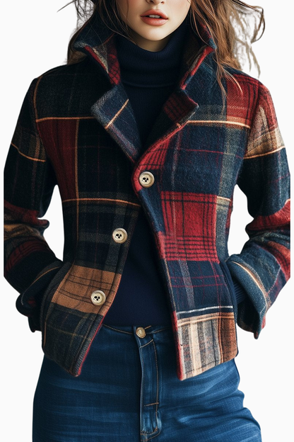 Damen Jacke Taillierte Passform Karo Muster - Norvielle