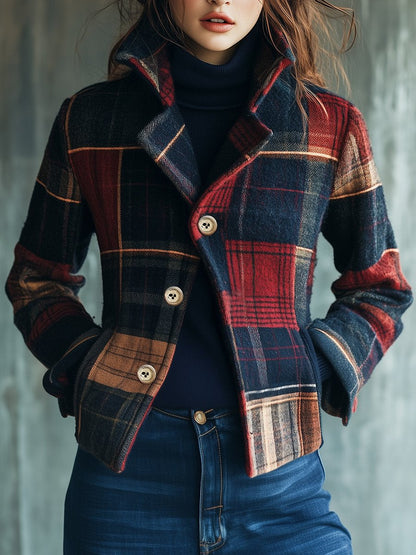 Norvielle Damen Jacke Karomuster Taillierte Passform Herbst/Winter
