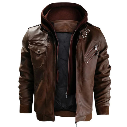 Loxley Herren Lederjacke Street Style Kapuze