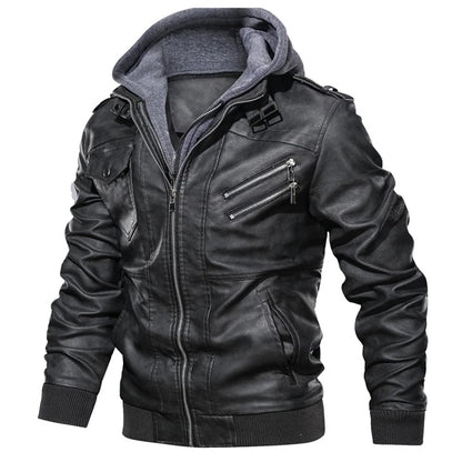 Loxley Herren Lederjacke Street Style Kapuze