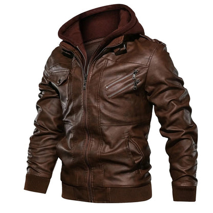 Loxley Herren Lederjacke Street Style Kapuze