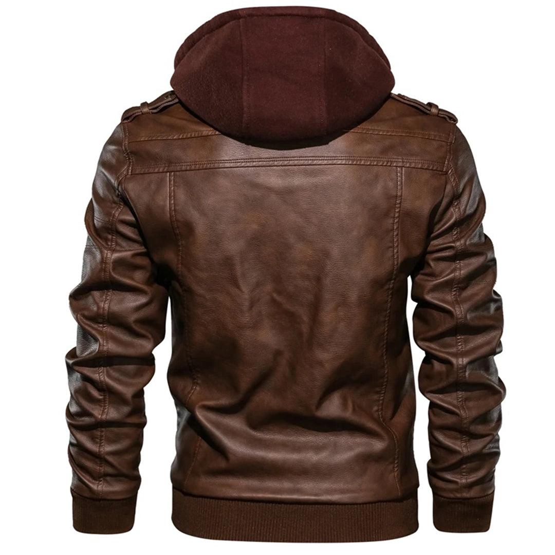 Loxley Herren Lederjacke Street Style Kapuze