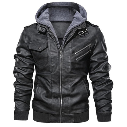Loxley Herren Lederjacke Street Style Kapuze
