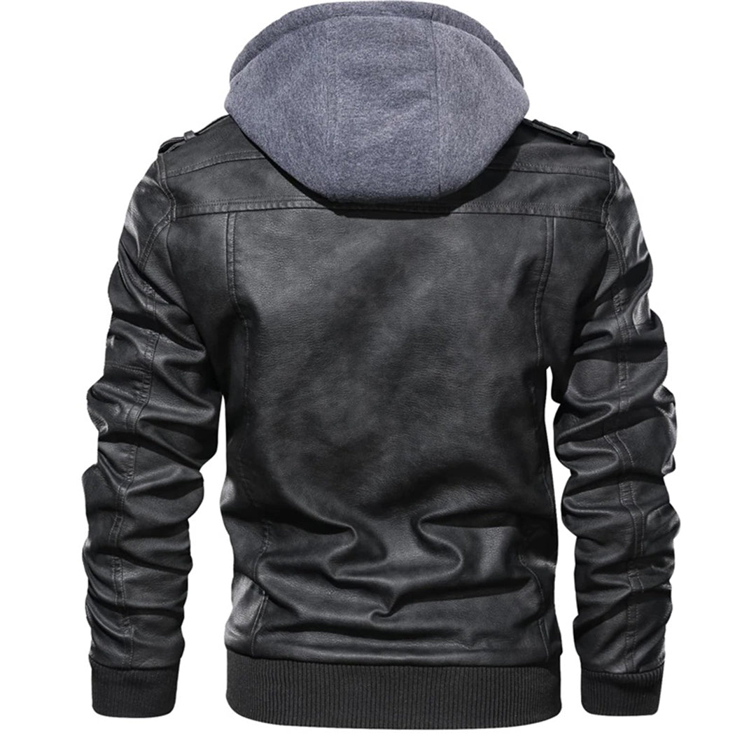 Loxley Herren Lederjacke Street Style Kapuze