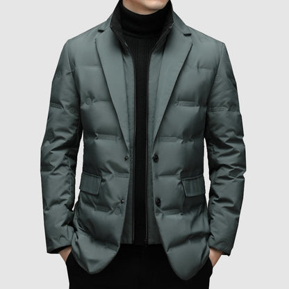 Herren Winterjacke Slim Fit Steppjacke Knöpfe Reverskragen