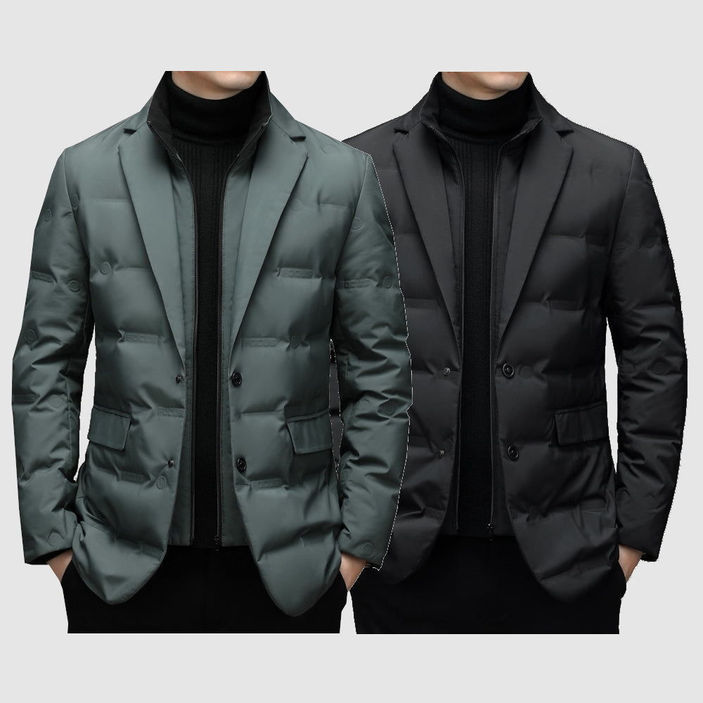 Herren Winterjacke Slim Fit Steppjacke Knöpfe Reverskragen