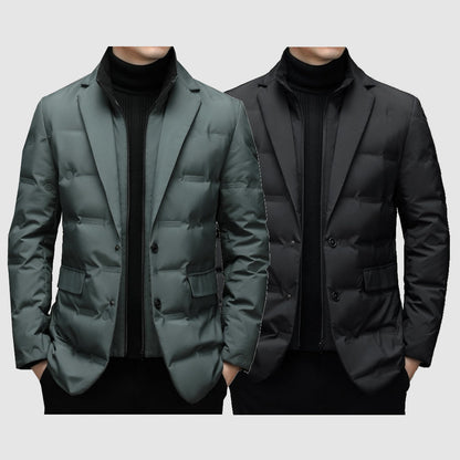 Herren Winterjacke Slim Fit Steppjacke Knöpfe Reverskragen