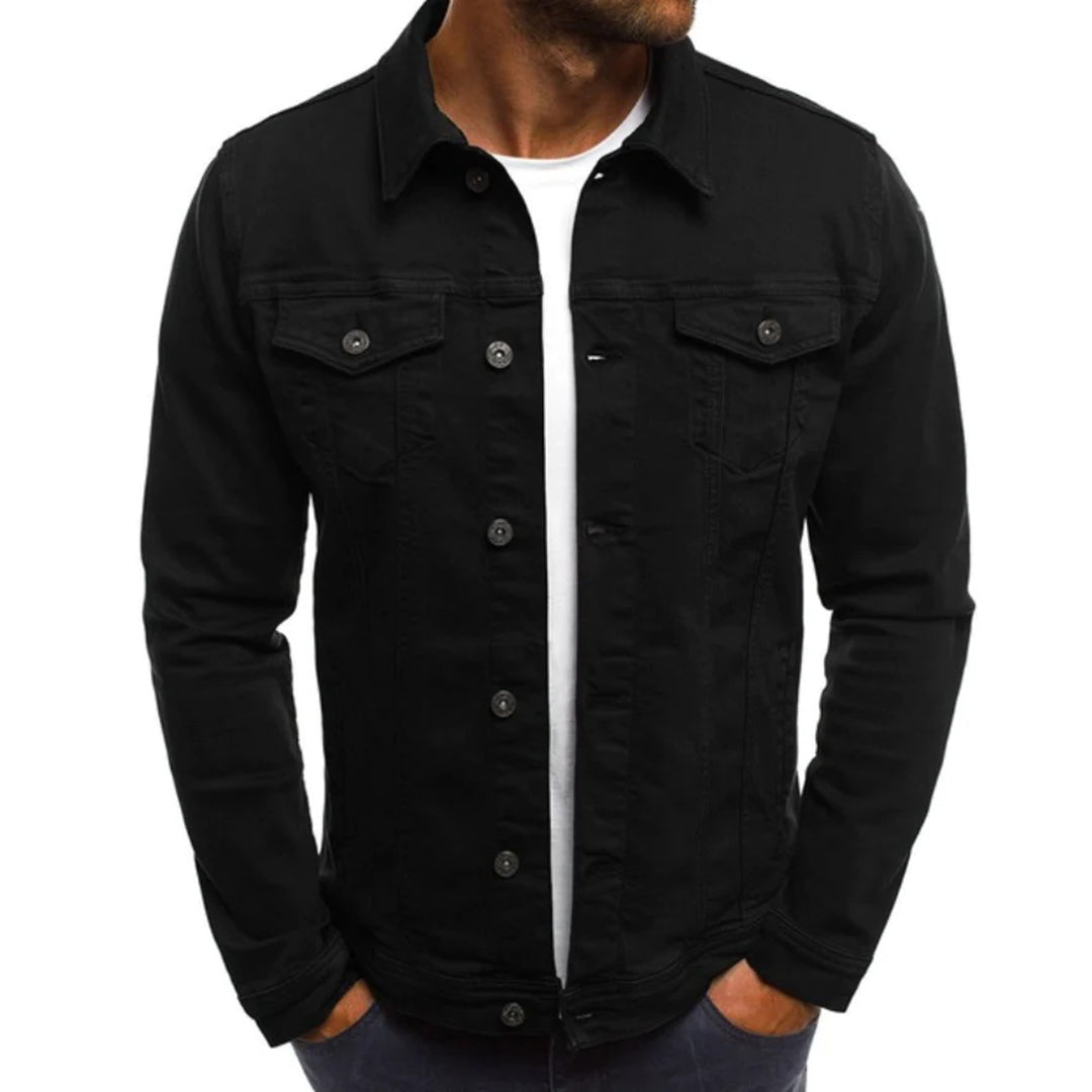 Herren Jeansjacke Slim Fit Knopfleiste Blau - Norvielle