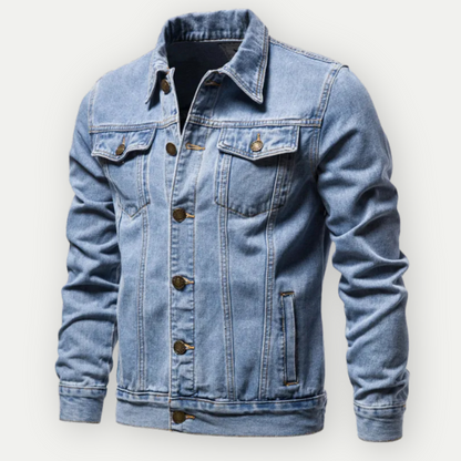 Jeansjacke – Lässige Slim-Fit-Jeansjacke für Herren-Blau-S-Chaps Herrenmode