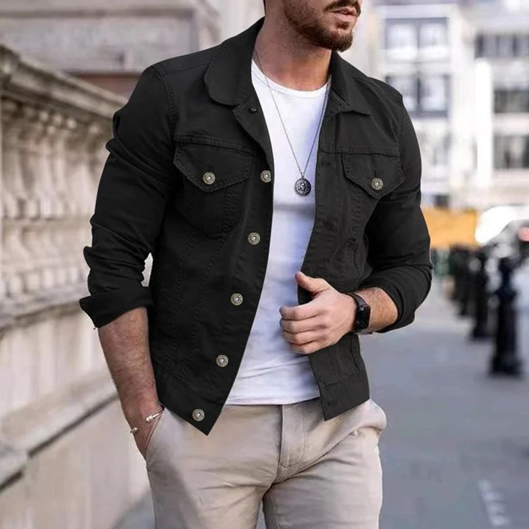 Herren Slim-Fit Jeansjacke mit Knöpfen - Norvielle