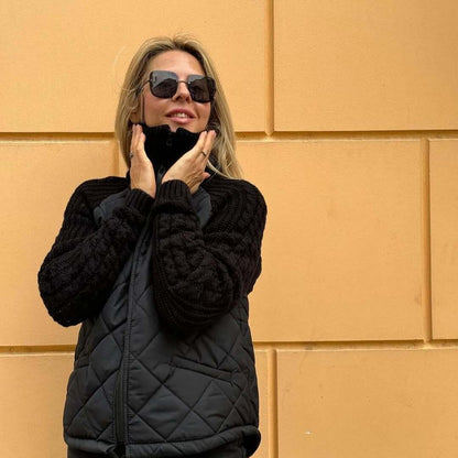 Damen Steppjacke Stehkragen Reißverschluss Beige