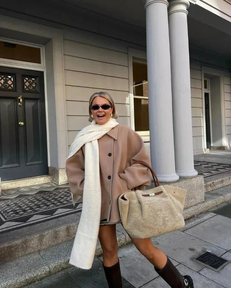 Damen Übergangsjacke Beige Oversized Beige