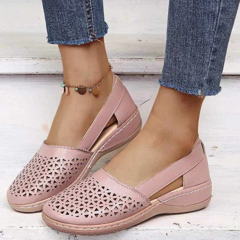 Norvielle Damen Slip-On Ballerinas Perforiert - Norvielle
