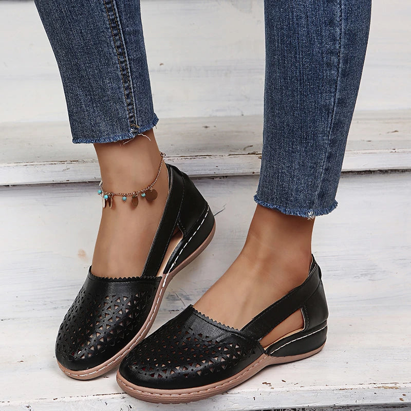 Norvielle Damen Slip-On Ballerinas Perforiert