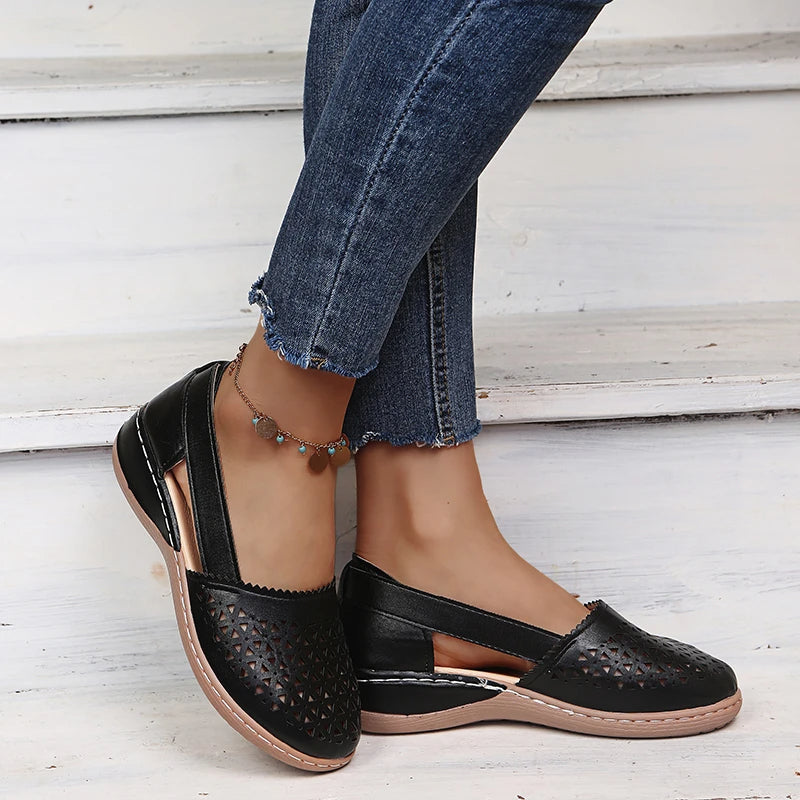 Norvielle Damen Slip-On Ballerinas Perforiert