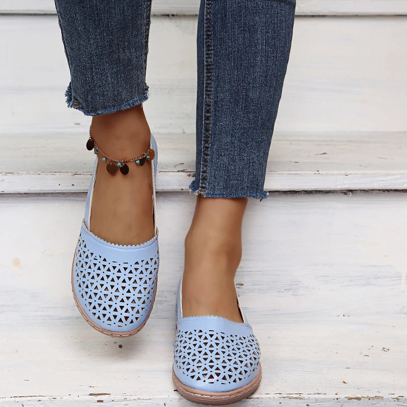 Norvielle Damen Slip-On Ballerinas Perforiert