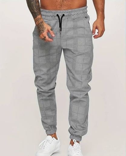 Herren Jogger Elastische Taille Kariert Schwarz - Norvielle