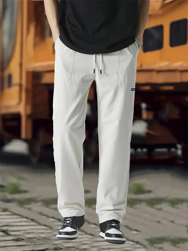 Herren Jogginghose Gerade Kordelzug Beige - Norvielle