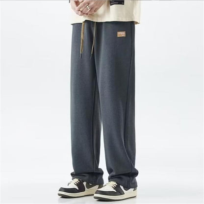Jogginghose mit geradem Bein – Lässige Freizeithose mit Kordelzug für Männer-Dunkelgrau-M-Chaps Herrenmode