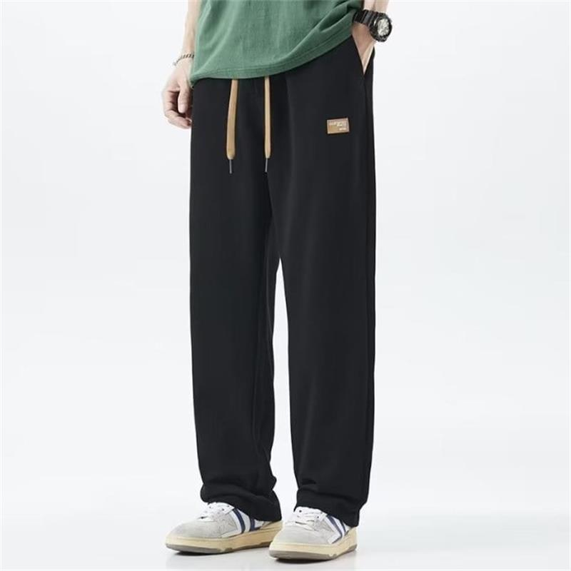 Jogginghose mit geradem Bein – Lässige Freizeithose mit Kordelzug für Männer-Schwarz-M-Chaps Herrenmode