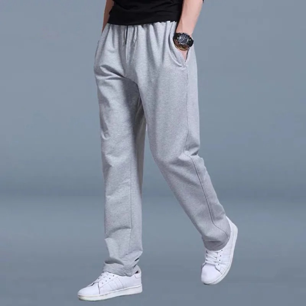 Jogginghosen für Herren – mit Kordelzug – Trainingsanzughosen – Jogginghosen mit geradem Bein – Trainingshosen-Hellgrau-M-Chaps Herrenmode