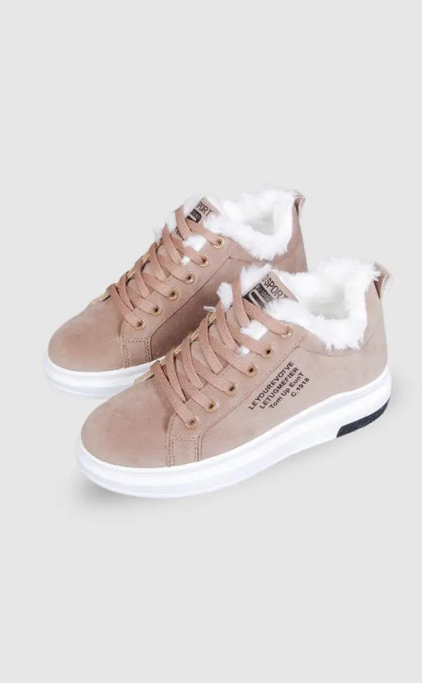 Jovie Damen Sneakers Fleecegefüttert Klobige Sohle Schwarz - Norvielle
