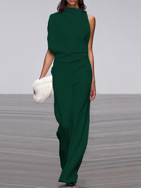 Damen Jumpsuit Ein-Schulter Lässig