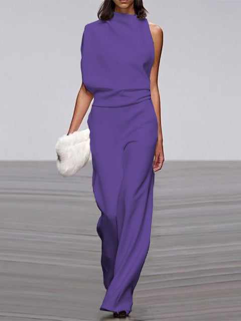 Damen Jumpsuit Ein-Schulter Lässig