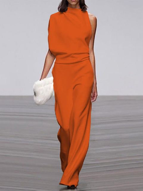 Damen Jumpsuit Ein-Schulter Lässig