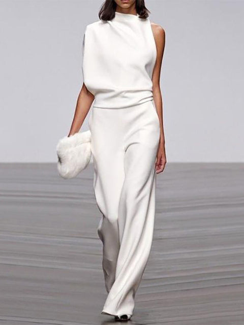 Damen Jumpsuit Ein-Schulter Lässig