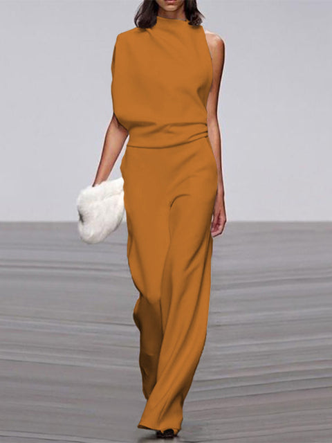 Damen Jumpsuit Ein-Schulter Lässig