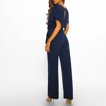 Damen Jumpsuit Kurzarm mit Gürtel